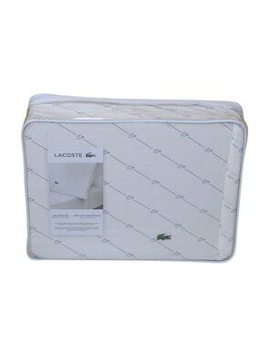 Lacoste 4-Piece King Sheet Set Cotton Percale Diagonal Crocs Pattern Breathable